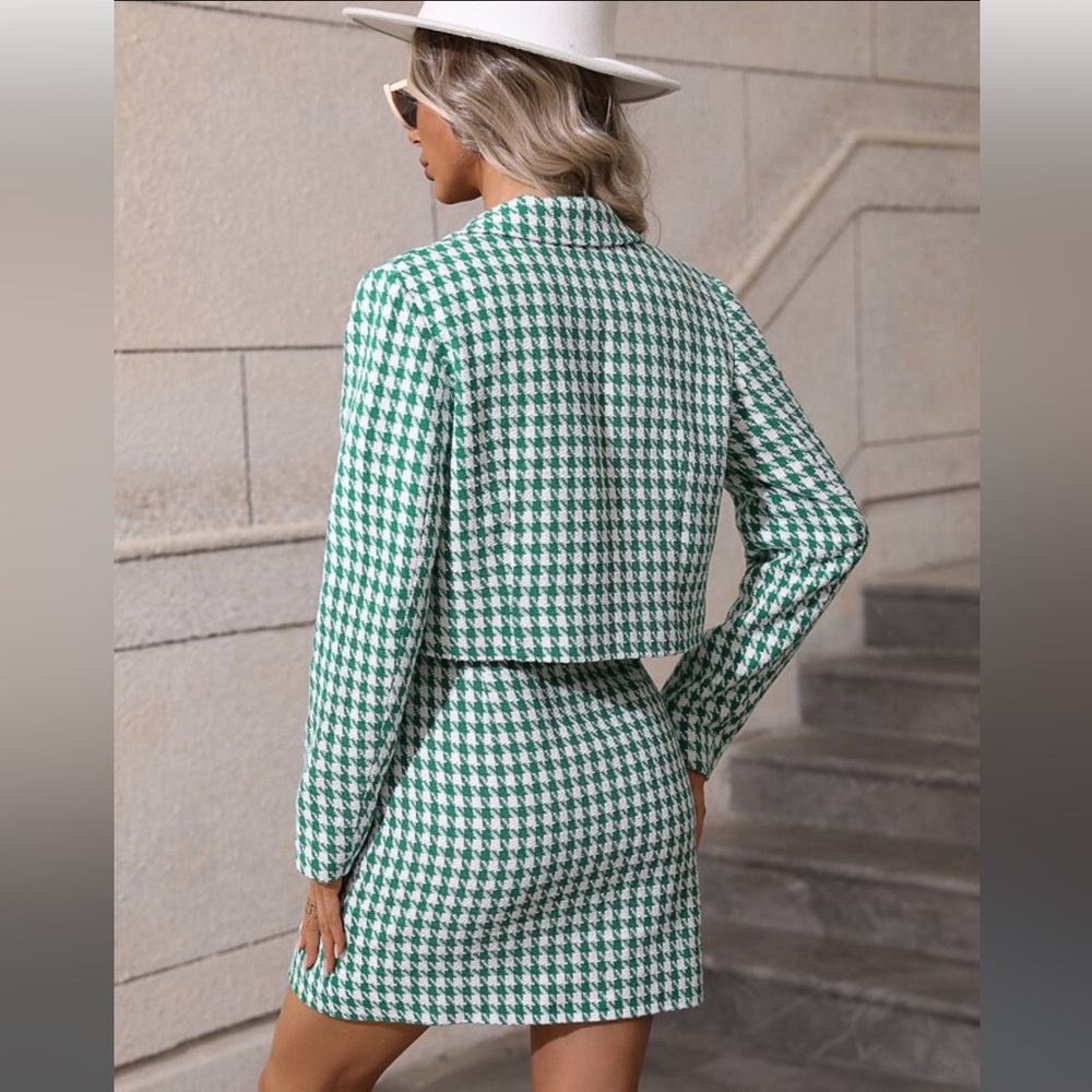 Unity Houndstooth Single Button Crop Blazer & Cam… - image 3